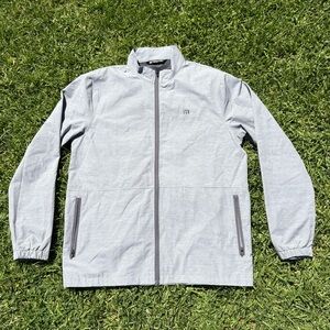 Travis Mathew Windbreaker Jacket Mens Large Light Gray Lightweight Full Zip Golf